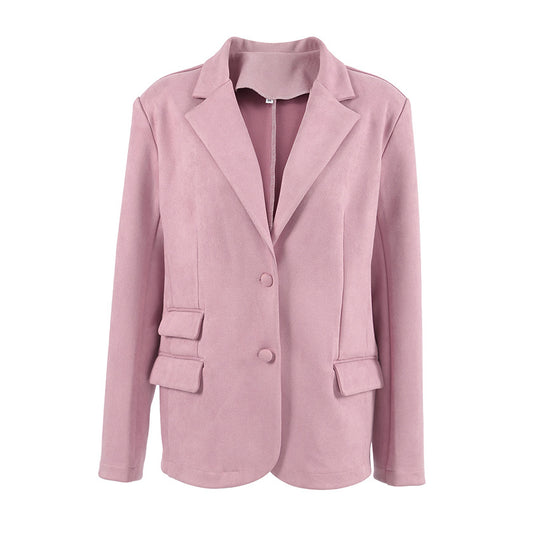 Damen Eleganter Oversized Blazer aus feinem Wildlederimitat R&B