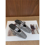 Damen trendige Mules mit modischem Netzdesign und stilvollem Riemen R&B