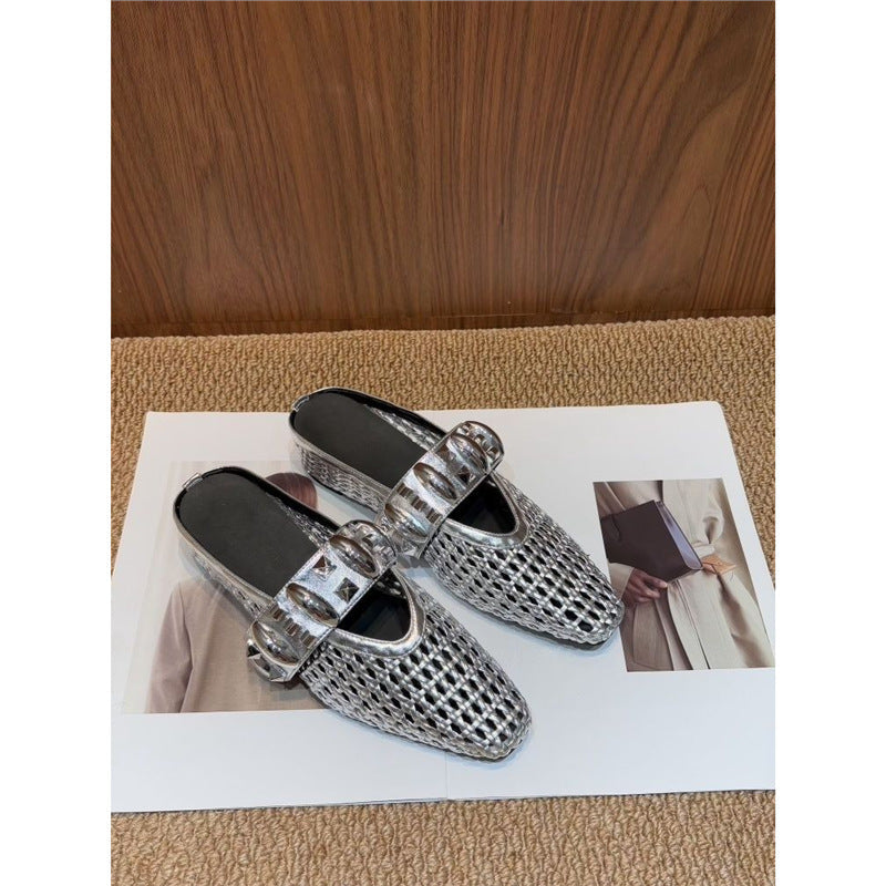 Damen trendige Mules mit modischem Netzdesign und stilvollem Riemen R&B