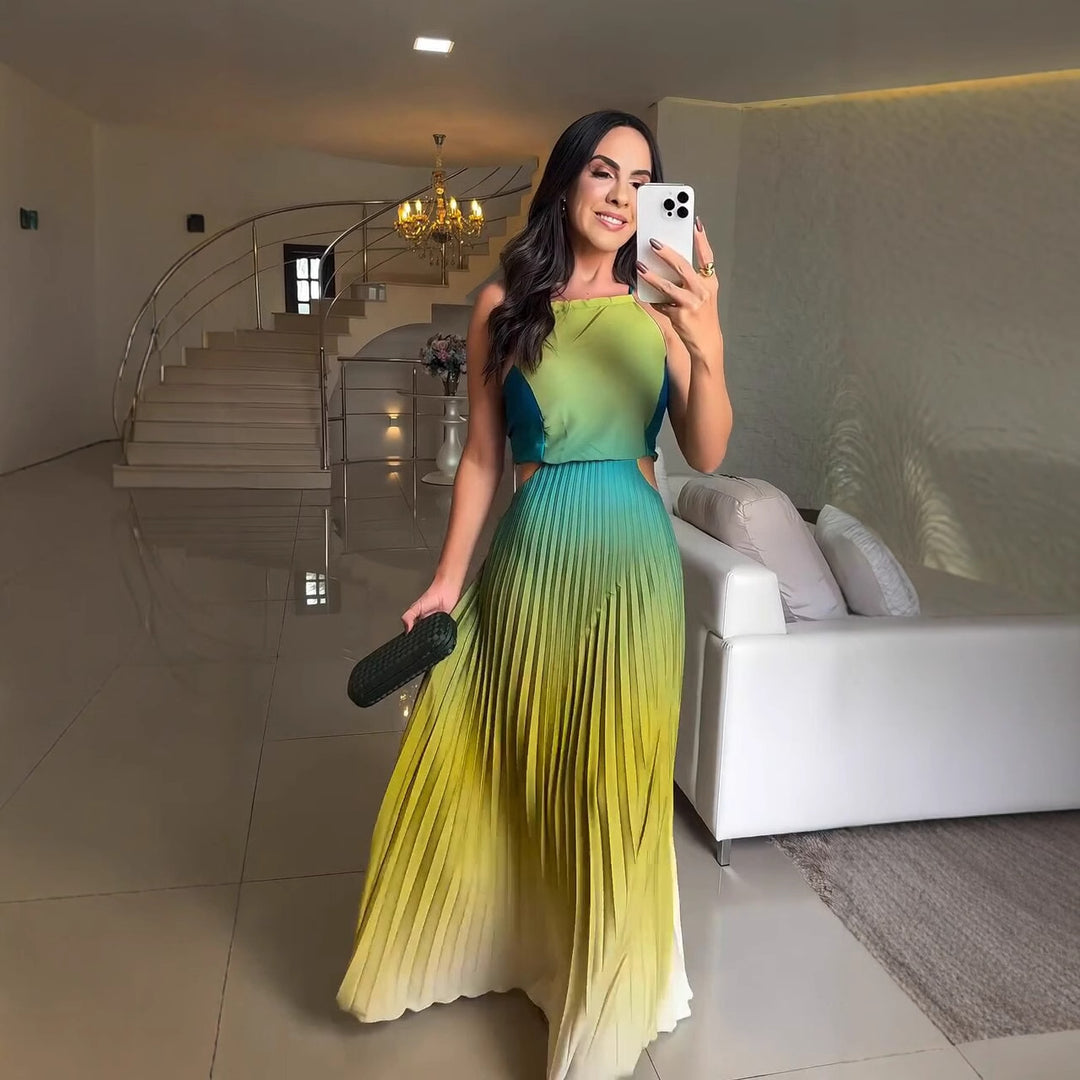 Damen Plissiertes Kleid mit Farbverlauf R&B