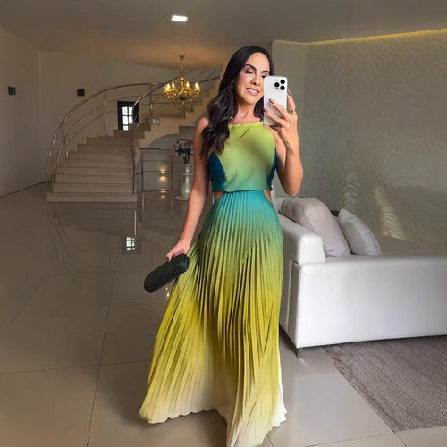 Damen Plissiertes Kleid mit Farbverlauf R&B