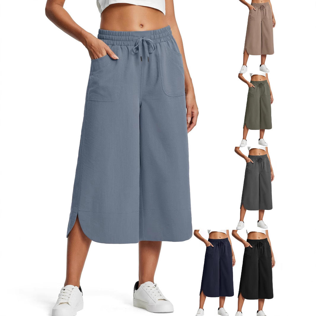 Damen bequeme Culotte mit elastischem Bund und praktischen Taschen R&B