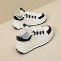 Damen modische Sneakers mit durchgehendem Plateau und elastischen Schnürsenkeln