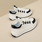 Damen modische Sneakers mit durchgehendem Plateau und elastischen Schnürsenkeln