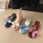 Damen Elegante Flip-Flops mit dekorativen Schmetterlingsapplikationen EB