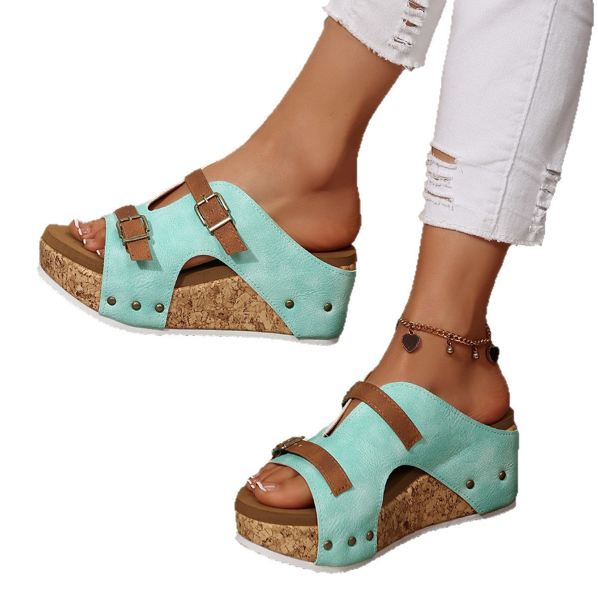 Damen Wedge-Sandaletten mit modischem Riemendesign und ergonomischem Fußbett R&B