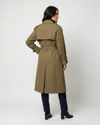 Damen Damenmode doppelreihiger Trenchcoat mit tailliertem Bindegürtel und voluminösen Ballonärmeln R&B