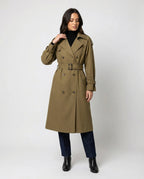 Damen Damenmode doppelreihiger Trenchcoat mit tailliertem Bindegürtel und voluminösen Ballonärmeln R&B