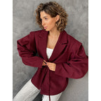 Damen eleganter Oversized-Blazer mit Gürteldetail R&B