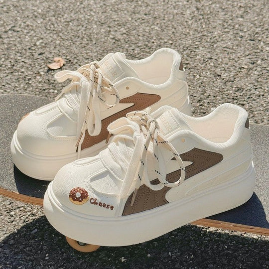 Damen Chunky Sneakers mit verspieltem Donut-Motiv und komfortabler Plattform-Sohle R&B