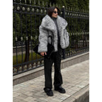 Damen Kunstpelzjacke mit voluminösem Kragen und lockerer Passform R&B