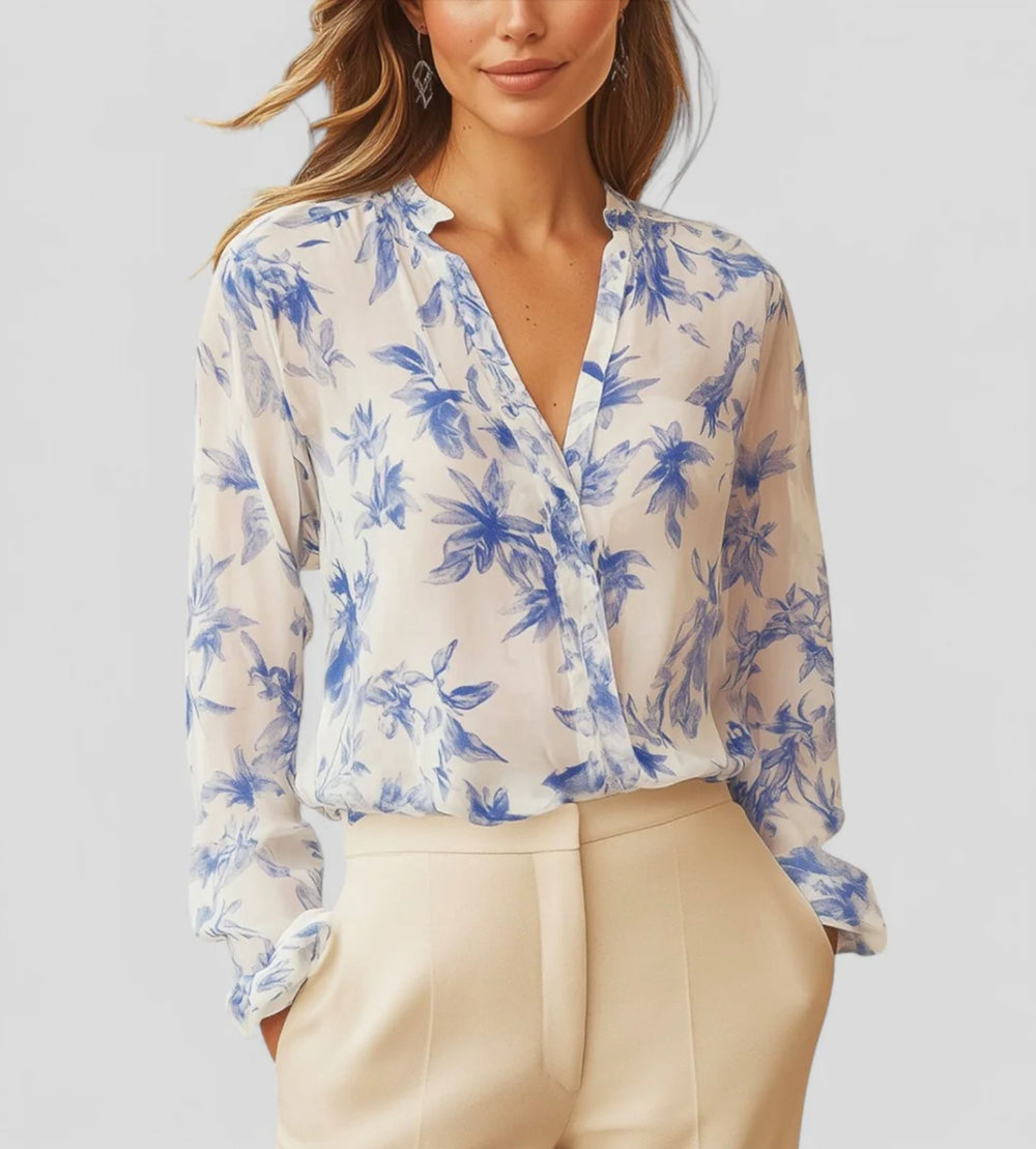 Damen Elegante und leichte Bluse mit floralem Design R&B
