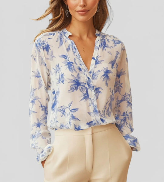 Damen Elegante und leichte Bluse mit floralem Design R&B