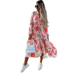 Damen Langarm-Hemdkleid mit lässiger Silhouette und Taillenzug R&B