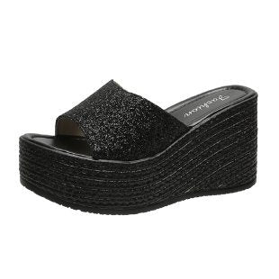 Damen Wedge-Pantoletten mit funkelndem Glamour-Design R&B