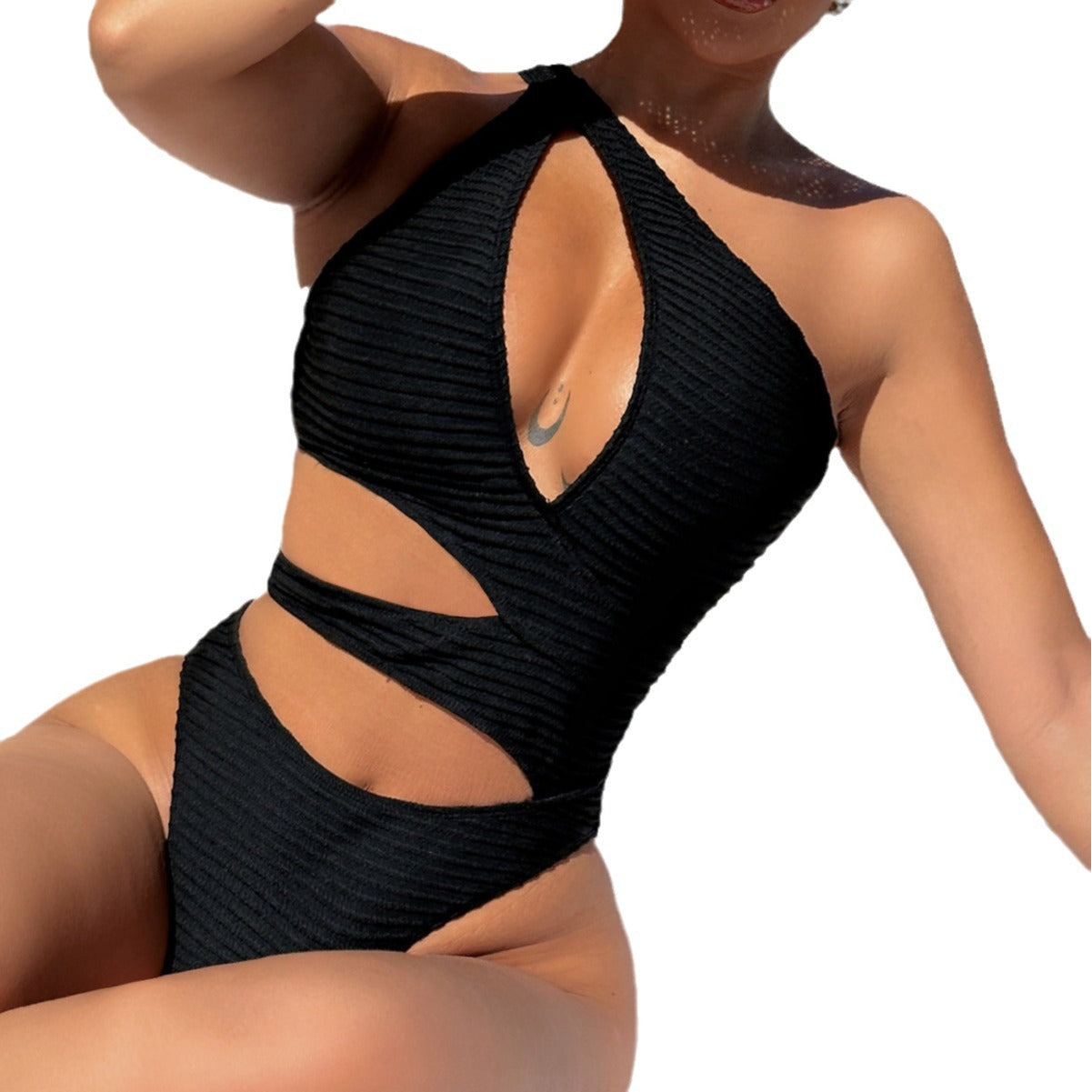 Damen Einseitiger Cut-Out Badeanzug