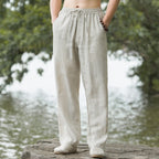 Herren lässige Leinenhose mit elastischem Bund und praktischen Seitentaschen R&B