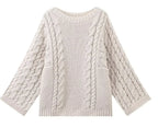 Damen Strickpullover mit voluminösen Ärmeln und strukturiertem Zopfmuster R&B