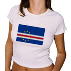 Damen Crop-T-Shirt mit kreativem Landesflaggen-Design R&B