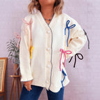 Damen Strickjacke mit bunten Schleifendetails R&B