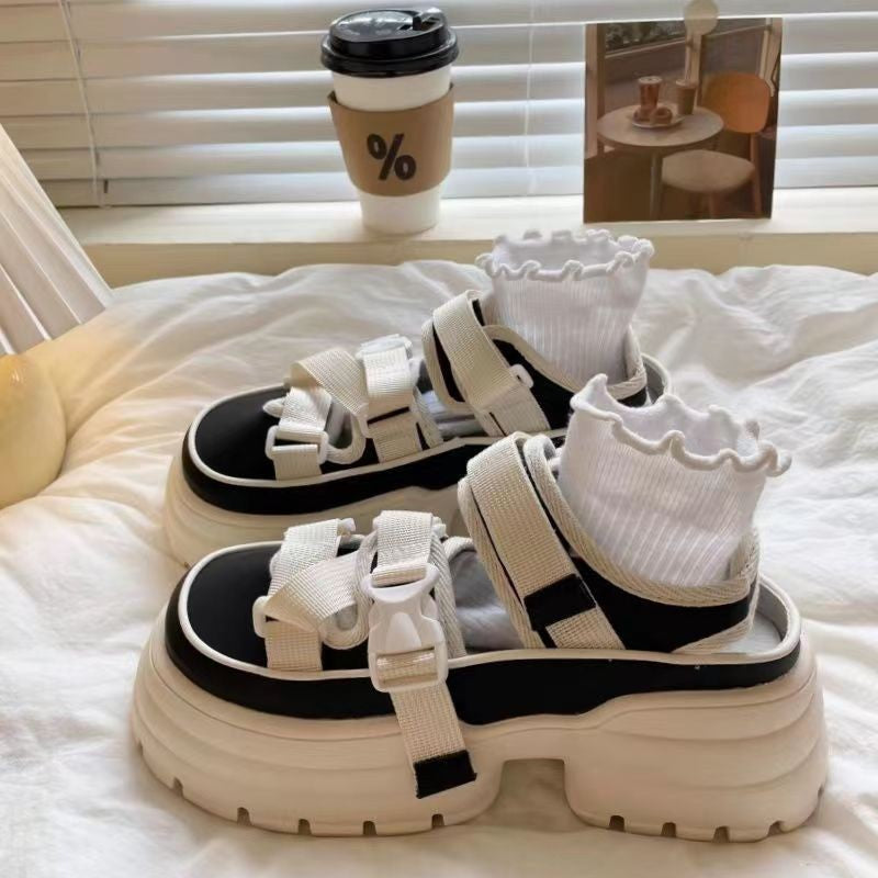 Damen Komfortable Chunky Sandalen mit verstellbaren Riemen und dämpfender Sohle