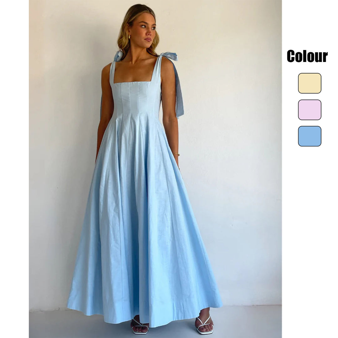 Damen Elegantes Maxikleid mit modernen Schulterbändern und fließendem Schnitt R&B
