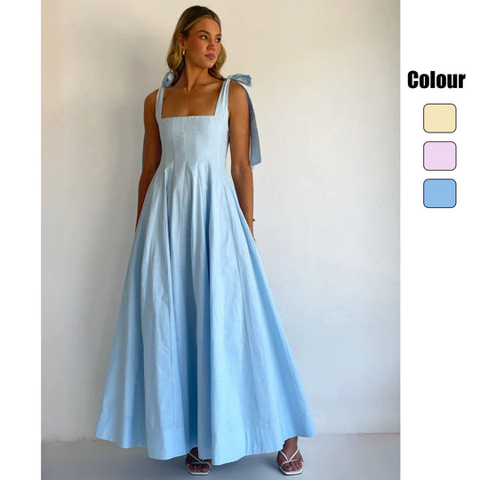 Damen Elegantes Maxikleid mit modernen Schulterbändern und fließendem Schnitt R&B