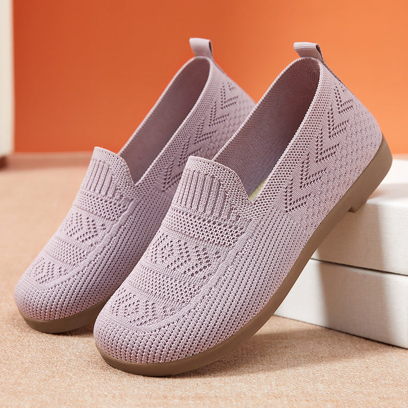 Damen Komfortable Strick-Slipper mit elastischem Einstieg und rutschfester Sohle R&B