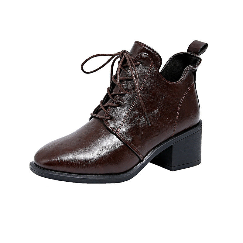 Damen Modische Schnür-Stiefeletten mit elegantem Blockabsatz