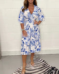 Damen Maxikleid mit floralem Muster und feminine Rüschendetails R&B