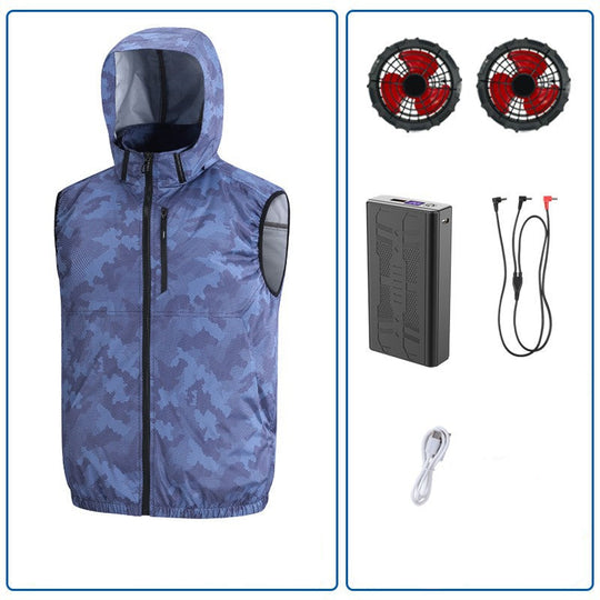 Unisex nano leichte ventilierte Arbeitsweste mit Kapuze, integrierten Lüftereinsätzen und elastischem Saum R&B