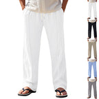 Herren nan relaxed-fit Sommer-Leinenhose mit Bügelfalte elastischem Tunnelzug und Seitentaschen R&B