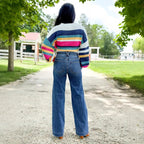 Damen Weit geschnittene Hochbundjeans mit modernen Waschungen R&B