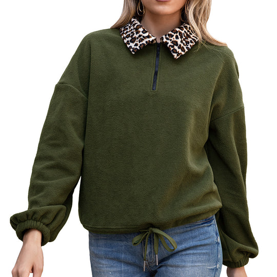 Damen Fleece-Pullover mit animalischem Kragen R&B