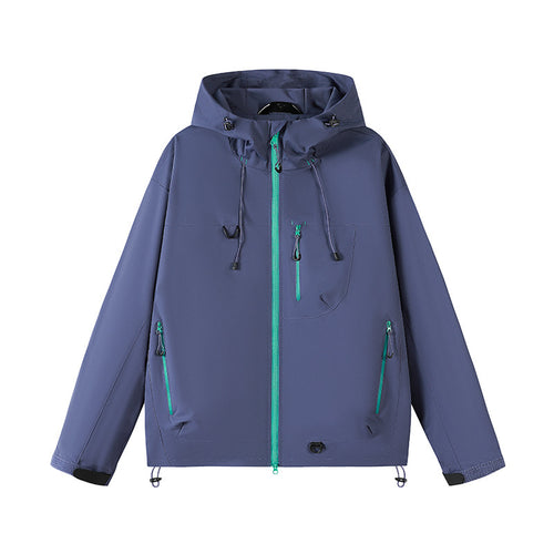 Herren technische Outdoor-Jacke mit verstellbarem Kapuzendesign und zahlreichen Reißverschlusstaschen R&B