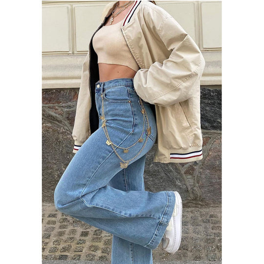 Damen Flared Jeans mit hohem Bund und trendigem Schlag R&B
