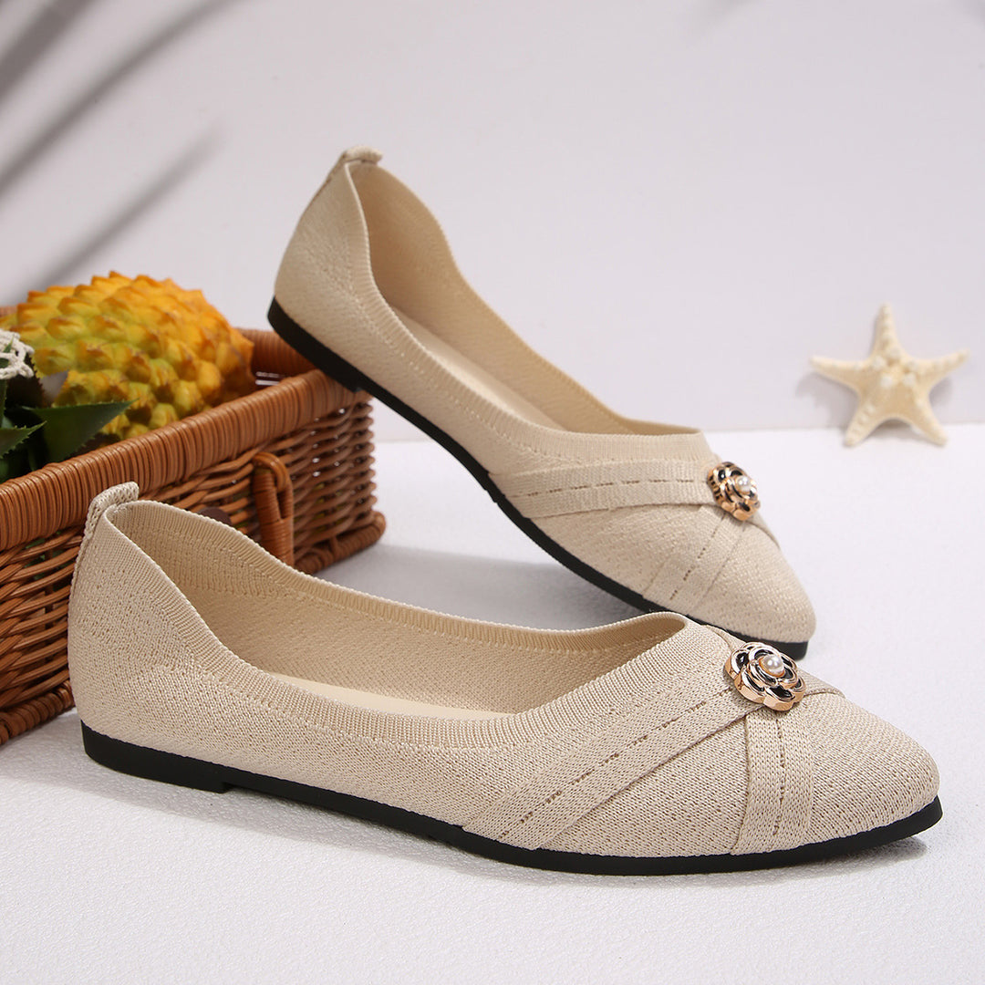 Damen Fashionable Ballerinas mit elegantem Blütenapplikation R&B