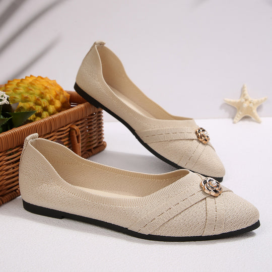 Damen Fashionable Ballerinas mit elegantem Blütenapplikation R&B
