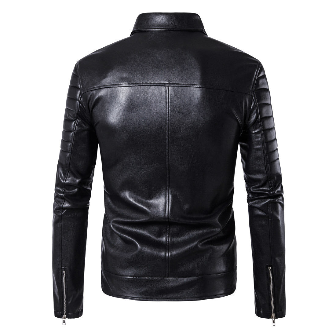 Herren Luxus Leder Bikerjacke mit asymmetrischem Reißverschluss