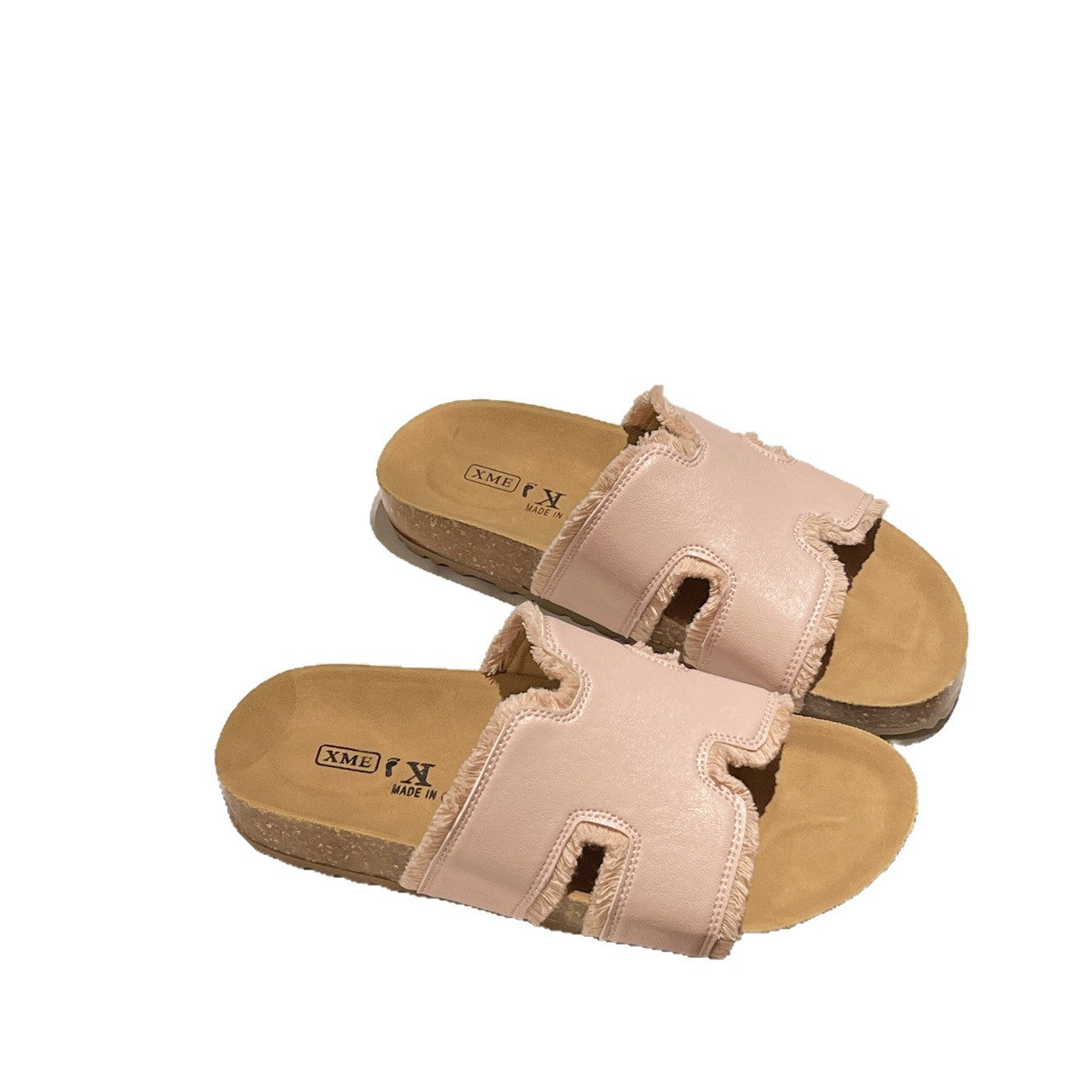 Damen komfortable Sommer-Pantoletten mit fransigem Design EB