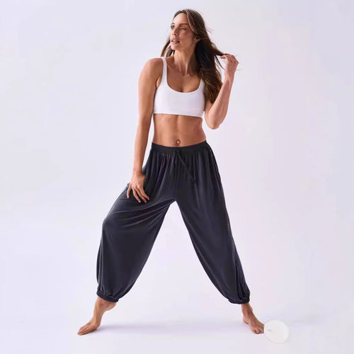 Damen lässige Freizeithose mit elastischem Bund und seitlichen Taschen R&B