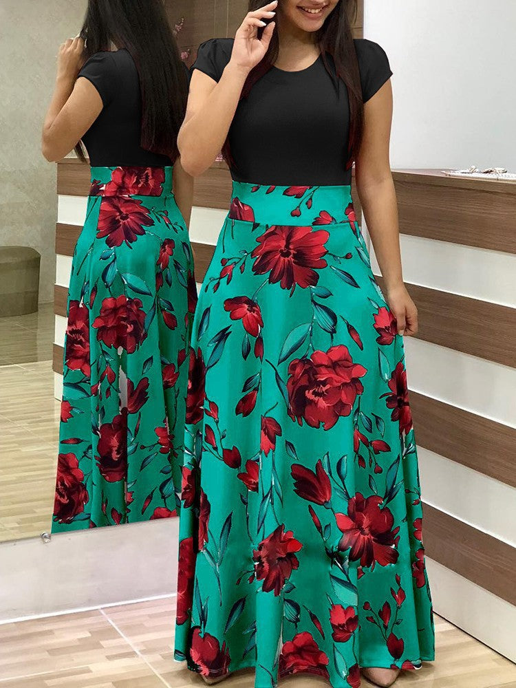 Damen Elegantes Maxikleid mit grafischem Druck und flexiblem Bund R&B
