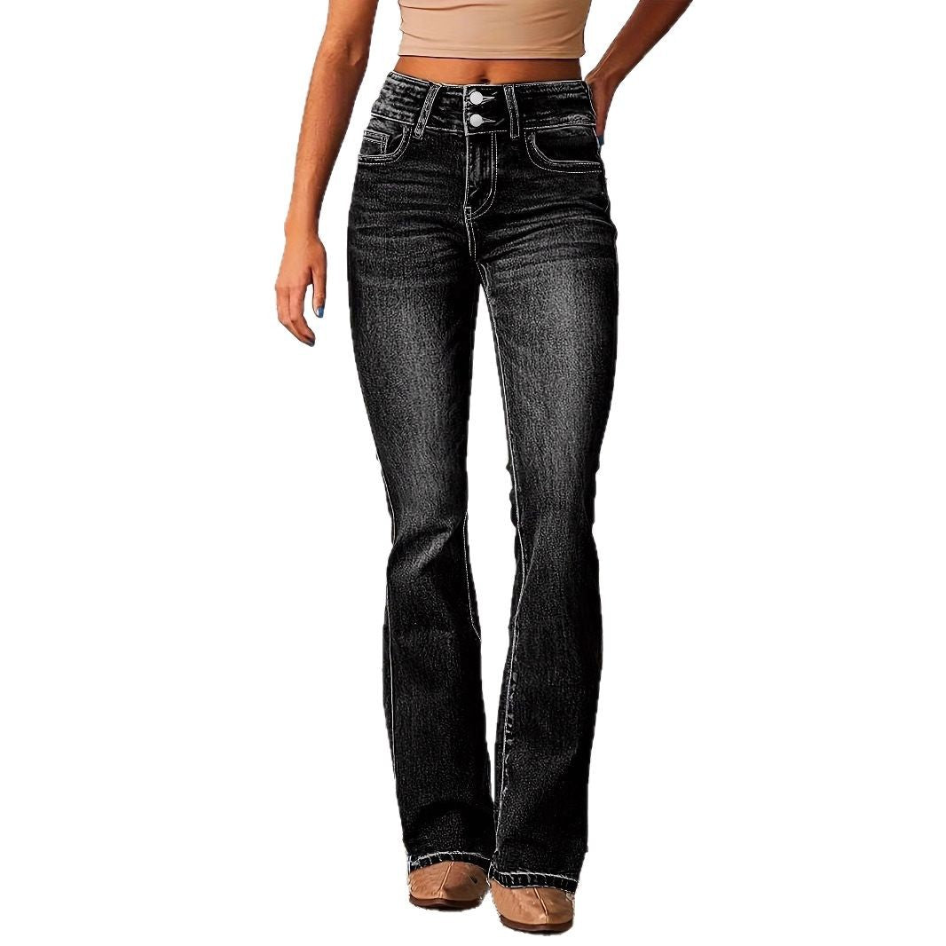 Damen Flared Jeans mit hohem Bund und flexibler Passform R&B