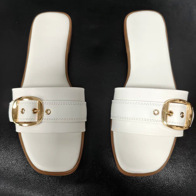 Damen Bequeme Slide-Sandalen mit modischem Schnallen-Design R&B