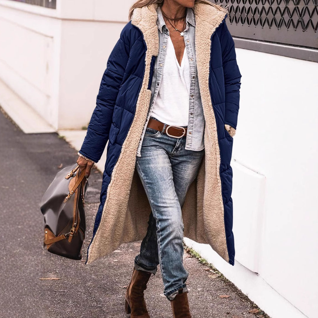 Damen gefütterte Langjacke mit Teddyfell-Innenfutter R&B