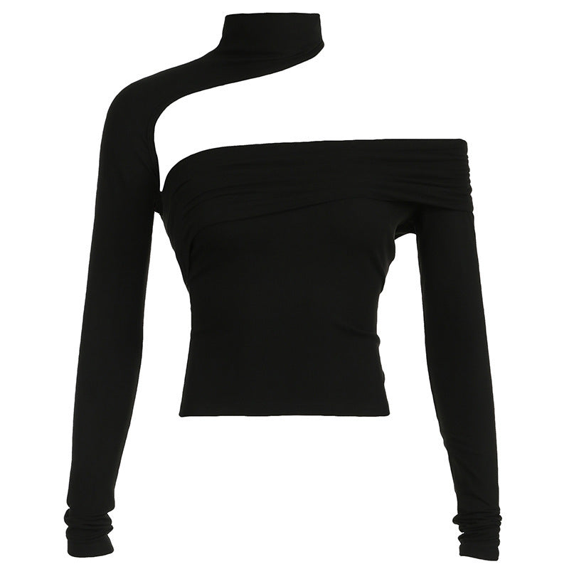 Damen modisches Oberteil mit asymmetrischem Schnitt und elegantem Rüschenbesatz R&B