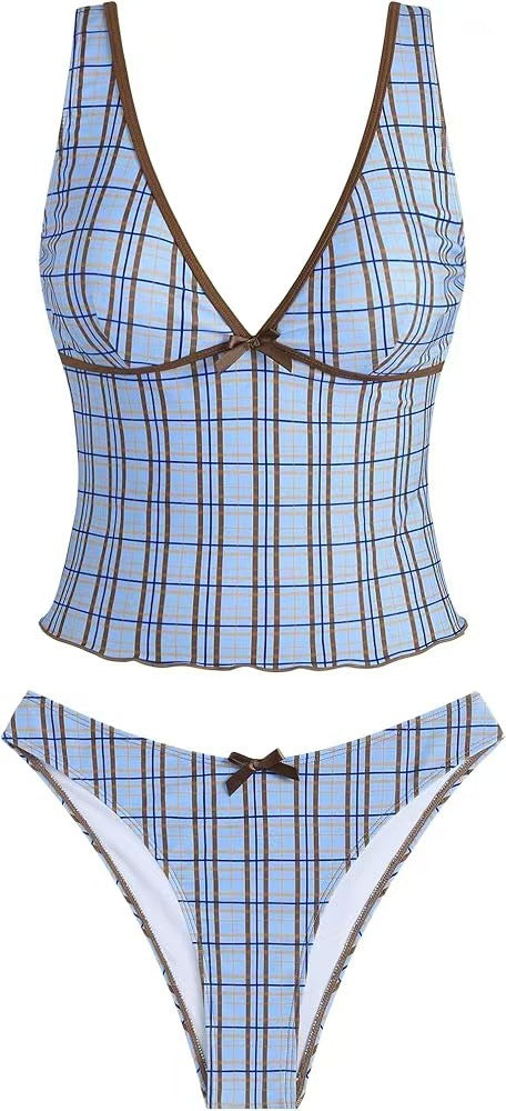 Damen Bikini-Set mit ausgestelltem Oberteil und verstellbaren Trägern R&B