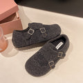 Damen Fleece-Hausschuhe mit praktischem Doppelschnallenverschluss EB
