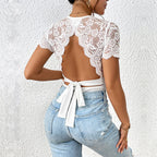 Damen Body mit eleganten Spitzenärmeln R&B