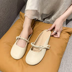 Damen Mules mit eleganter Perlenapplikation und süßem Schleifendetail EB